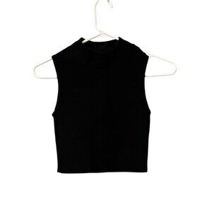 Babaton Black High Neck Draped Sleeveless Top XXS Preppy Modern Athleisure Comfy